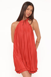 Tyra Halterneck Mini Dress - Red