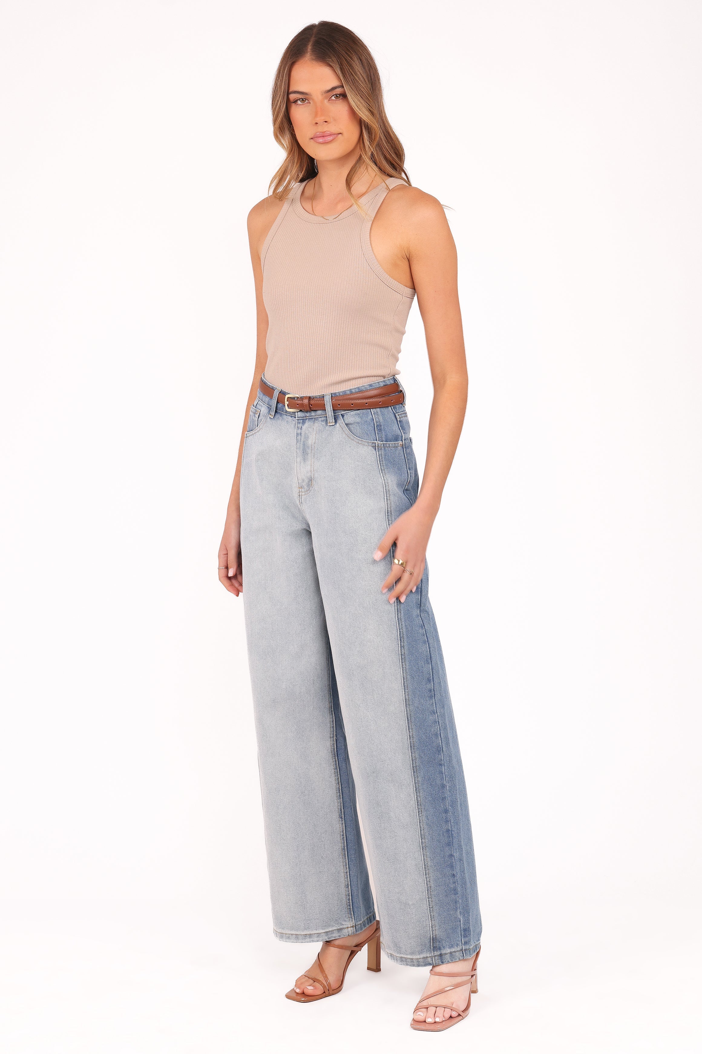 Yuri Wide Leg Jeans - Two Tone Blue