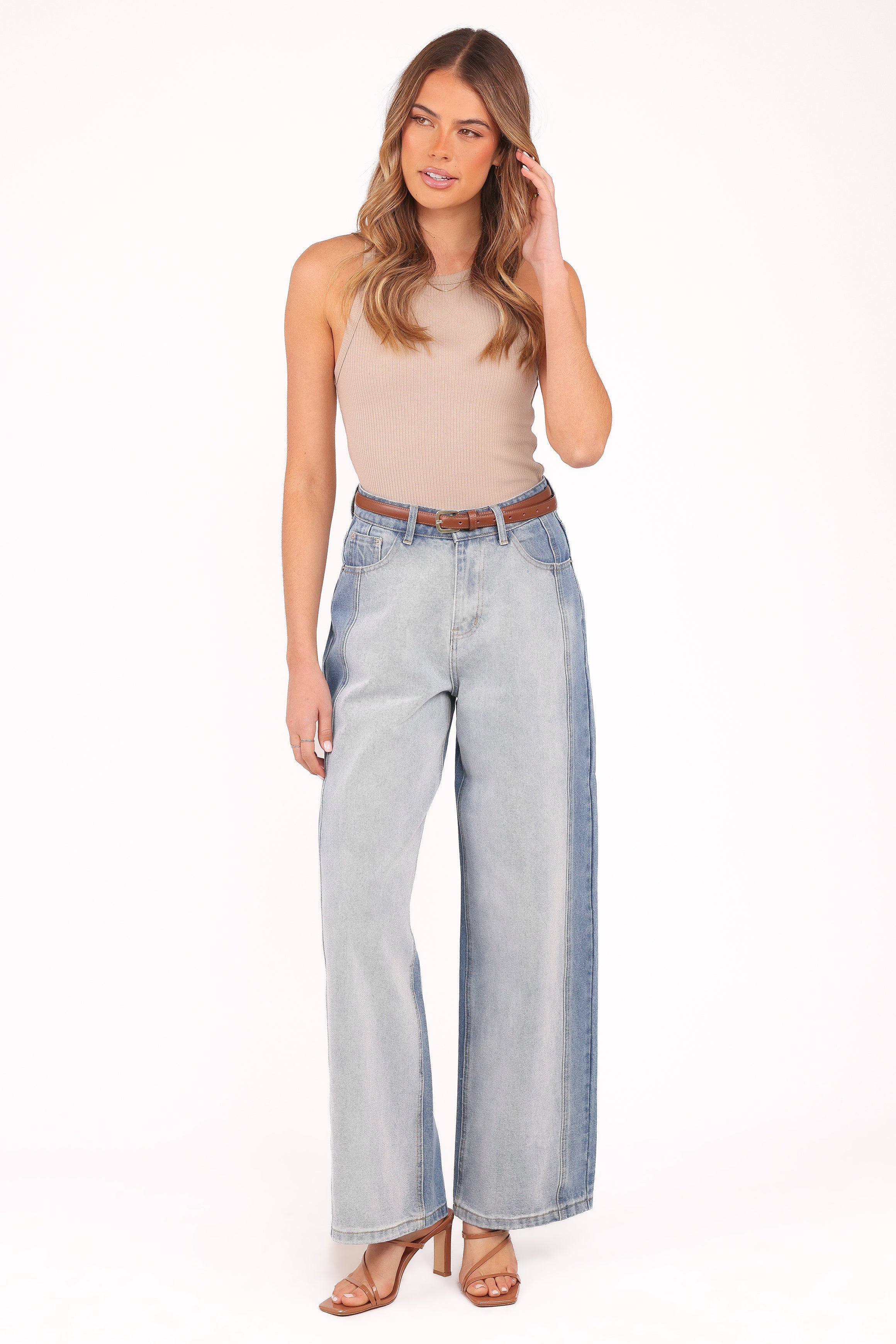 Yuri Wide Leg Jeans - Two Tone Blue