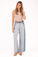 Yuri Wide Leg Jeans - Two Tone Blue