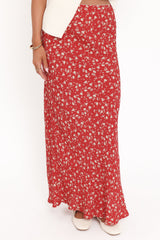 Zoella Maxi Skirt - Red Floral
