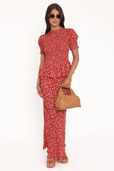 Zoella Peplum Top - Red Floral