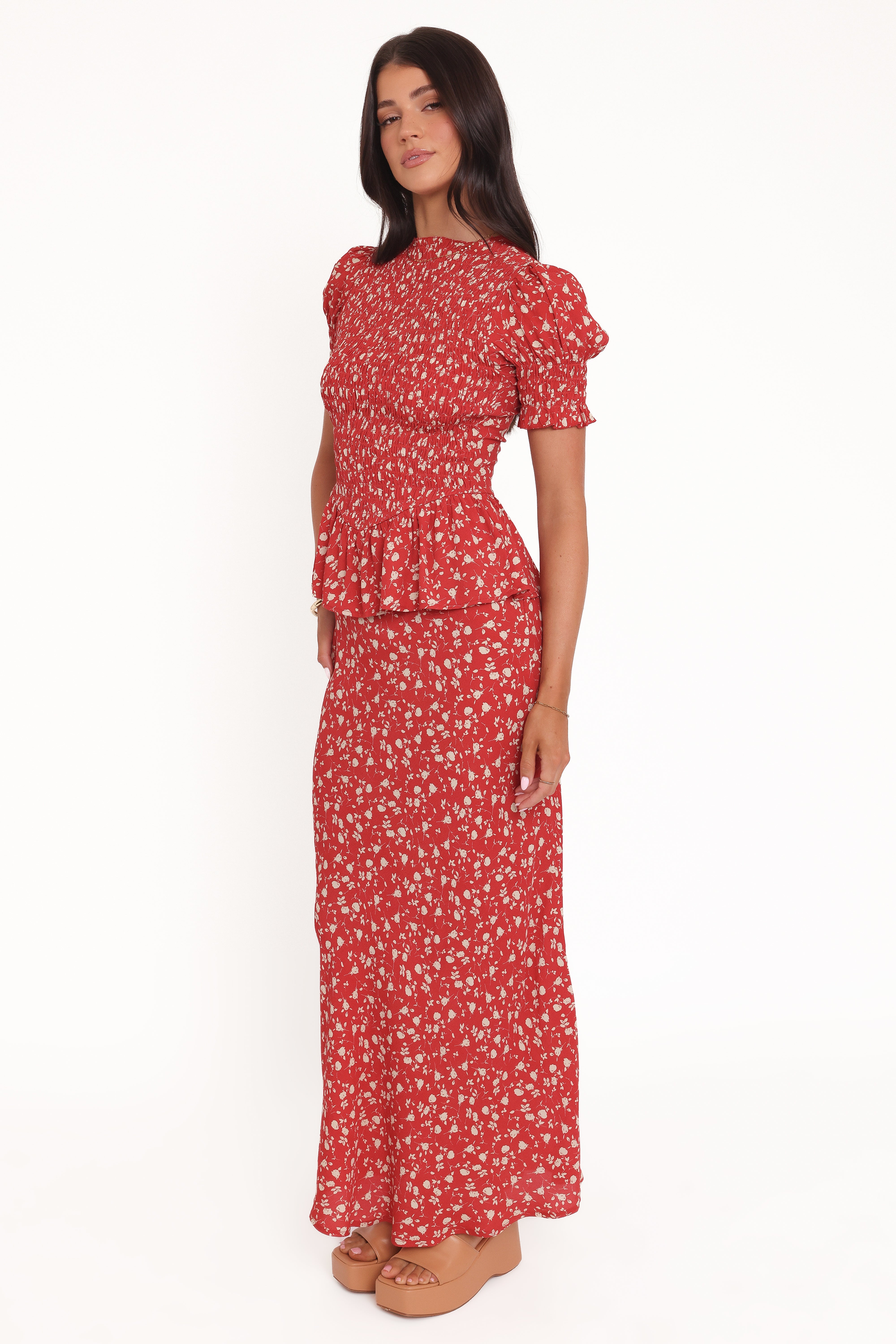 Zoella Peplum Top - Red Floral